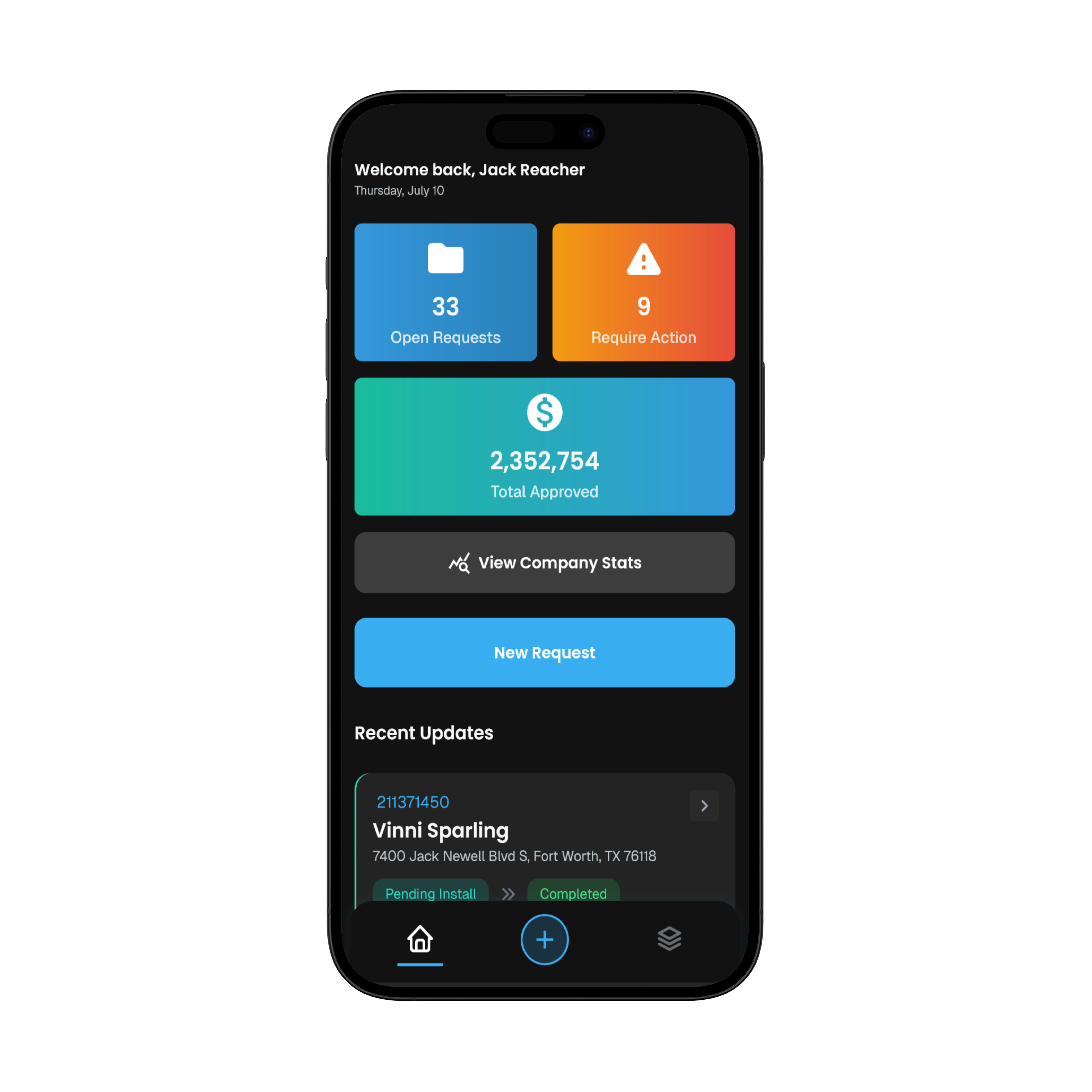 SuppX Mobile App Dashboard